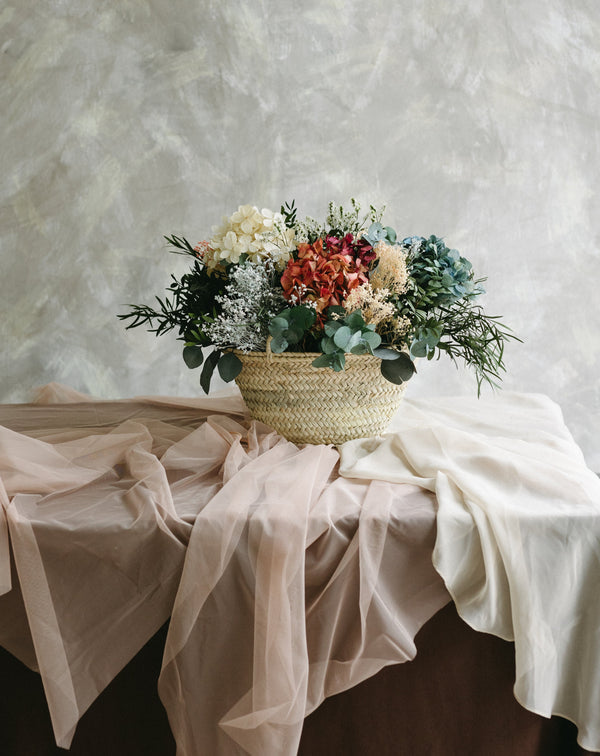 cesta flores hortensias 