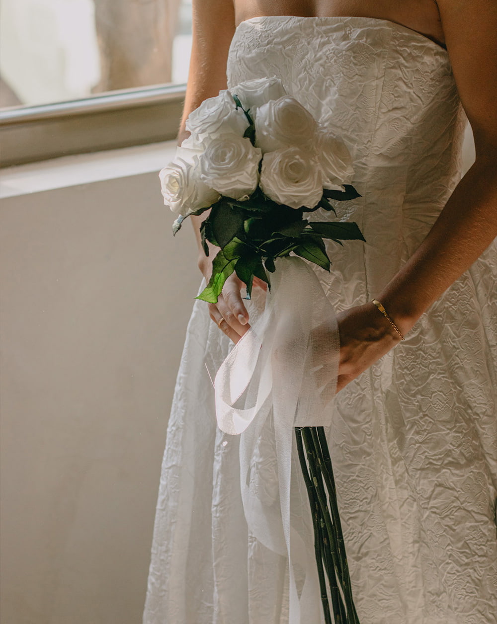 Flores Ramillete Novia BOUQUET ROSAS CON TALLO LARGO