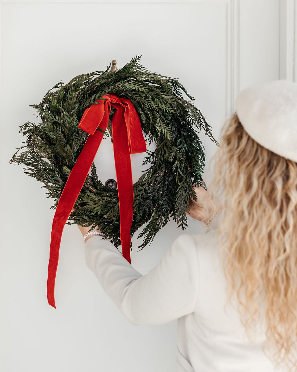 Corona navidad adviento tuya lazo rojo preservada