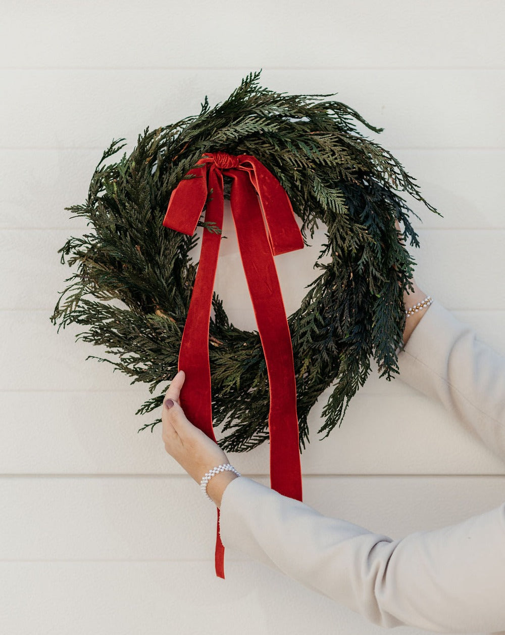 Corona navidad adviento tuya lazo rojo preservada