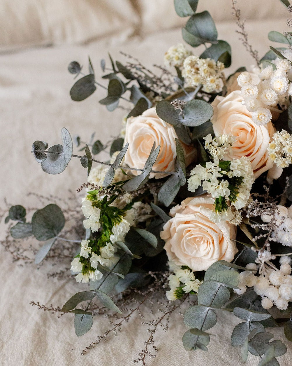 ramo novia rosas champagne