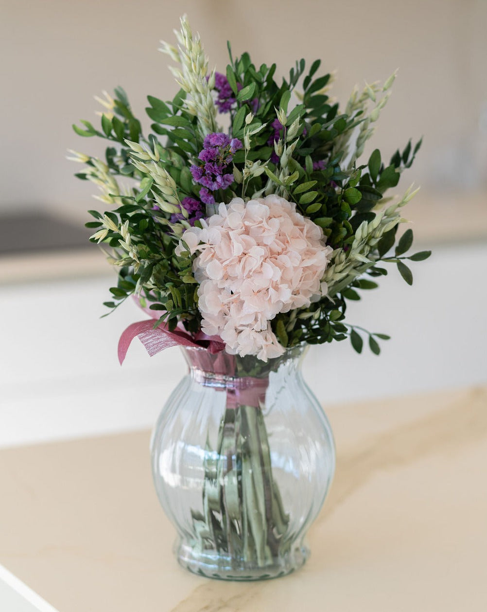 Ramo hortensia rosa y morado