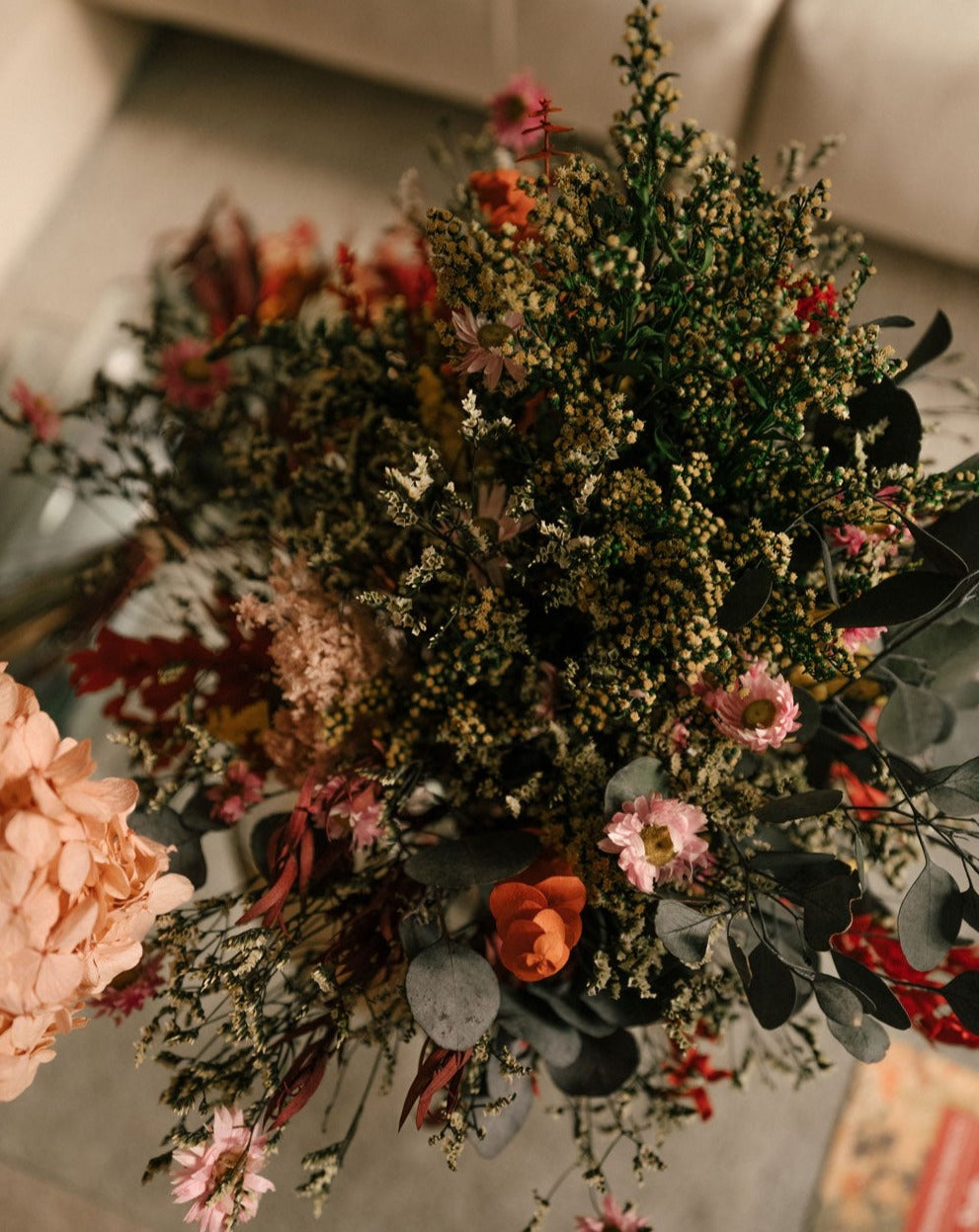 ramo limonium y eucalipto