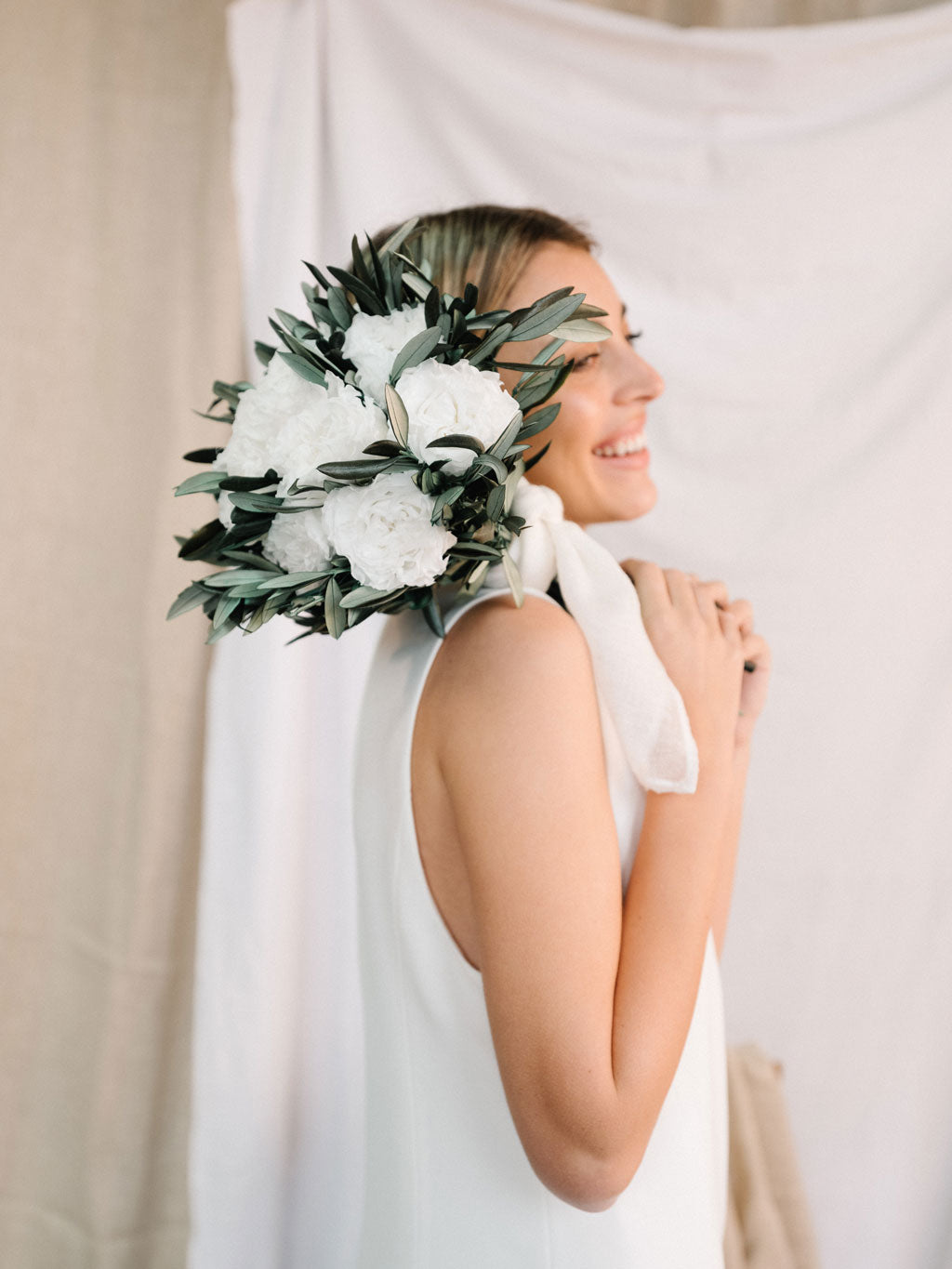 ramo novia rosas y olivo