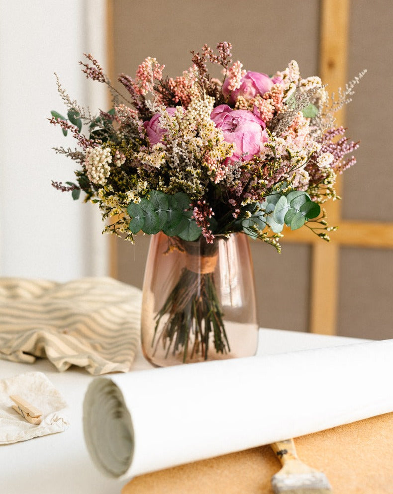 decoración peonías preservadas