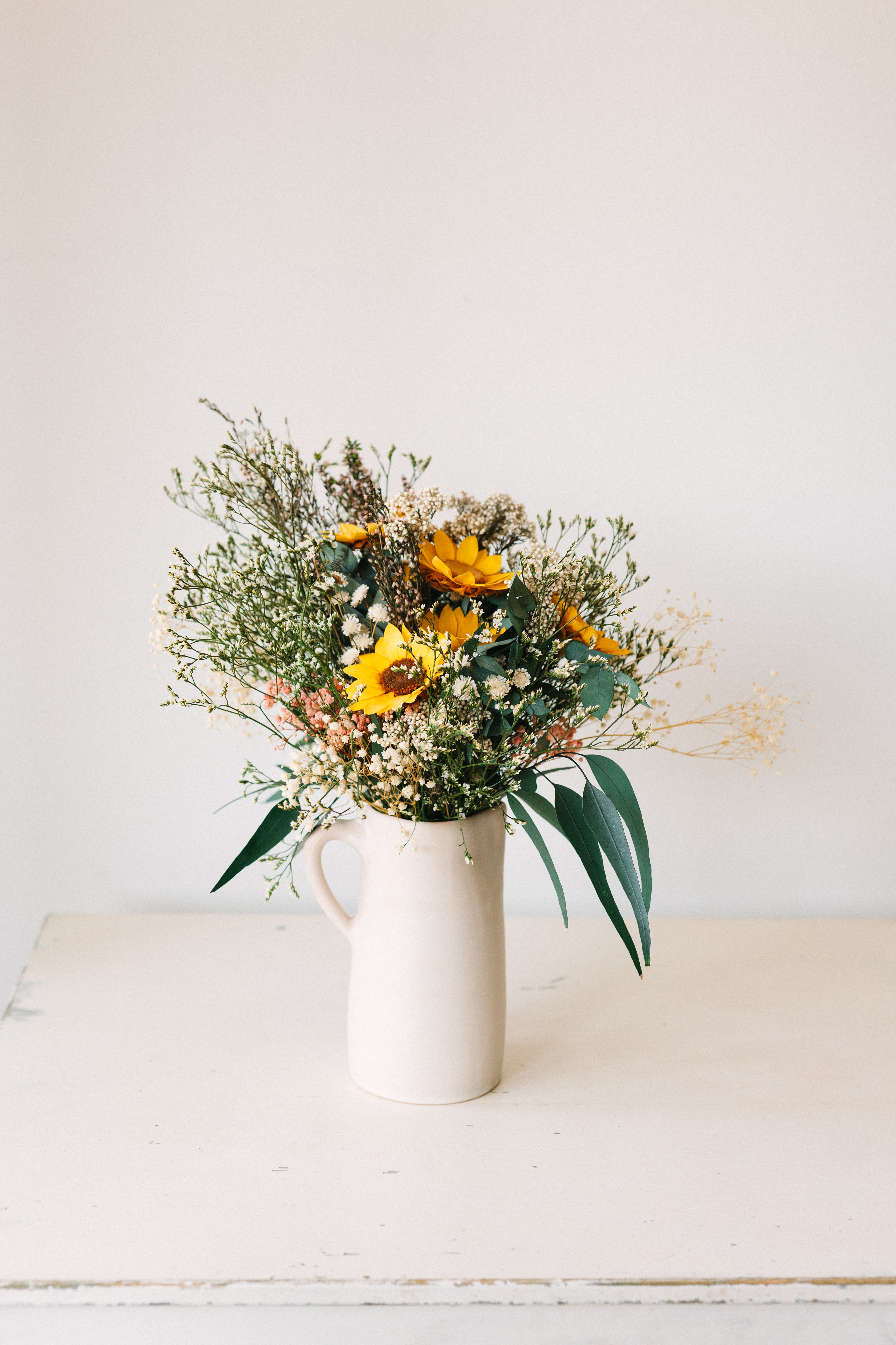 girasoles amarillos preservados