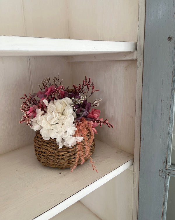 cesta flores  preservadas